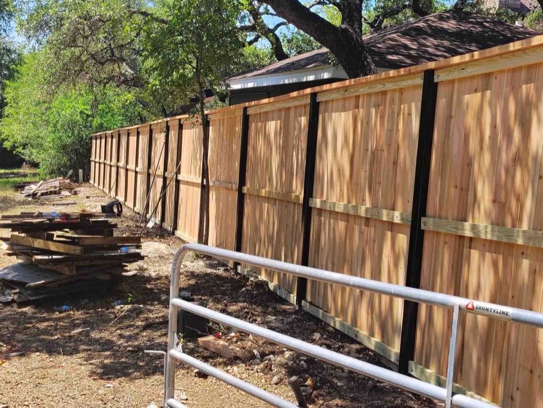 Wooden fence alongside a property