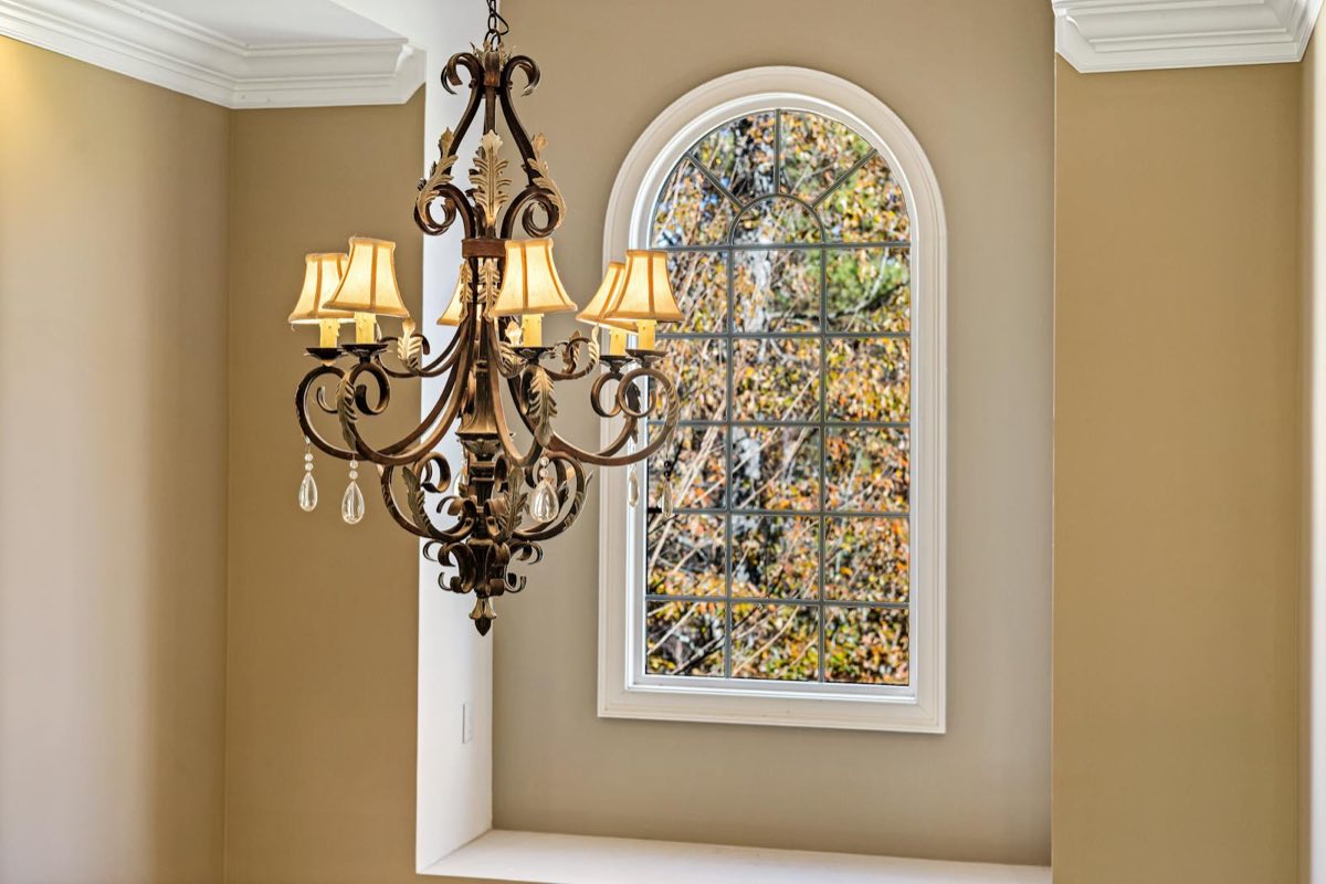 Arched window with elegant interior